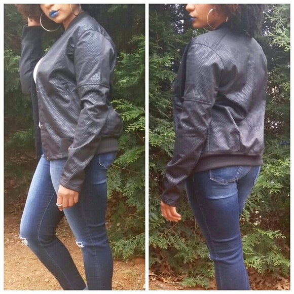 adidas Jackets & Blazers - 💎NWT Adidas Black & Blue w/ Mesh Overlay Bomber